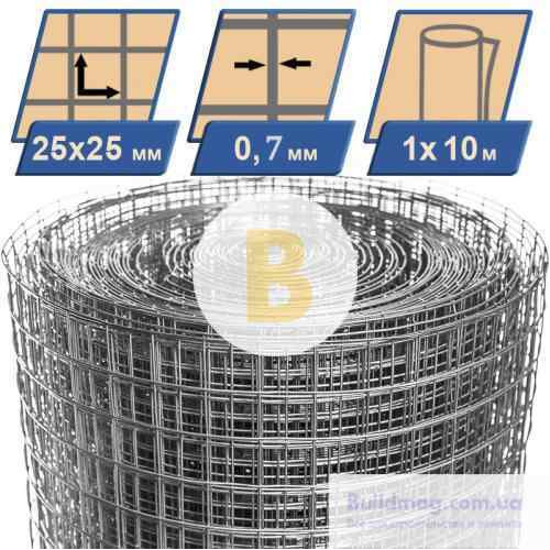Сітка зварена оцинкована 25x25x0,7 мм h=1 м