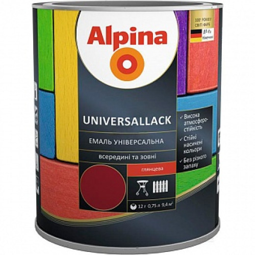 Емаль алкідна Alpina Universallack шоколадний глянець 0.75 л