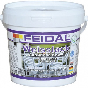Емаль Feidal акрилова Weisslack білий глянець 1 л