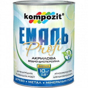 Емаль Kompozit акрилова Profi білий шовковистий мат 0,3 л