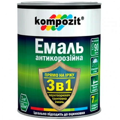 Емаль Kompozit антикорозійна 3 в 1 коричневий шовковистий мат 0,75 кг