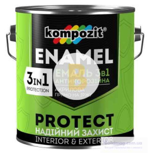 Емаль Kompozit антикорозійна 3 в 1 PROTECT RAL5010 синій шовковистий мат 0.75 кг