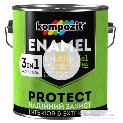 Емаль Kompozit антикорозійна 3 в 1 PROTECT RAL5010 синій шовковистий мат 0.75 кг