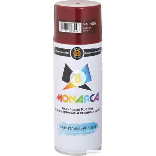 Фарба аерозольна універсальна MONARCA RAL 3005 винно-червоний глянець 520 мл 270 г