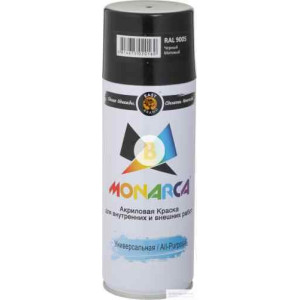 Фарба аерозольна в балончику MONARCA RAL 9005 чорний бурштин глянець 520 мл 270 г