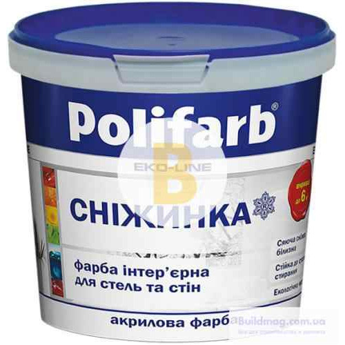 Фарба акрилова Polifarb Сніжинка мат білий 1,4 кг