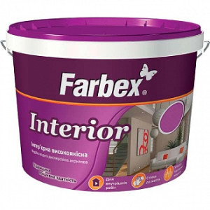 Фарба акрилова водоемульсійна Farbex Interior мат білий 1,4 кг