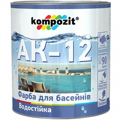 Фарба Kompozit для басейнів АК-12 блакитний мат 0,9 кг