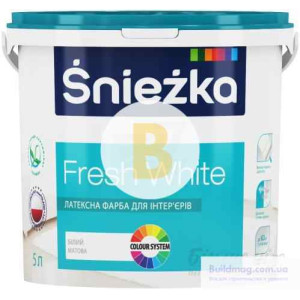 Фарба латексна водоемульсійна Sniezka Fresh White мат білий 5 л 7 кг