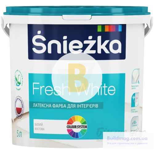 Фарба латексна водоемульсійна Sniezka Fresh White мат білий 5 л 7 кг