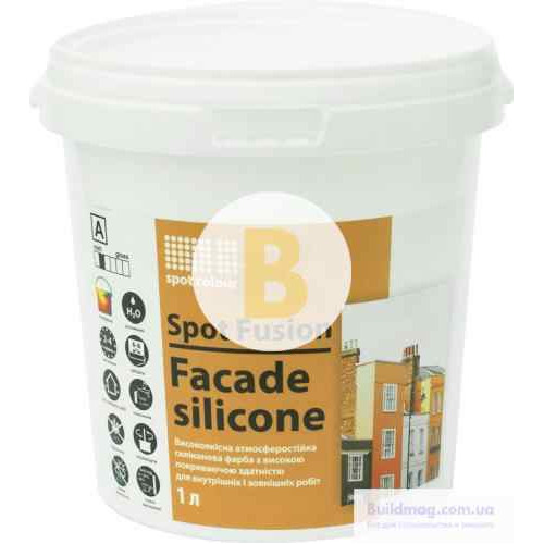 Фарба силіконова водоемульсійна Spot Colour Fusion Facade Silicone мат білий 1л