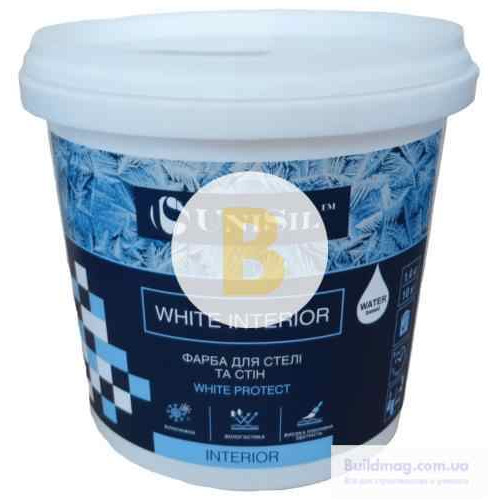 Фарба водоемульсійна UniSil White interior мат білий 1,4 кг в магазині Зубило Фарба водоемульсійна UniSil White interior мат білий 1,4 кг