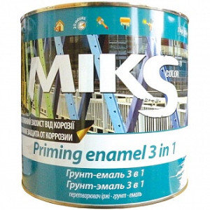 Грунт-емаль MIKS Color 3 в 1 чорний глянець 0,8 кг